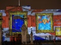 Buckingham Palace projection of portraits Royalty Free Stock Photo