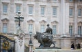 Buckingham palace is the residence of queen Elizabeth II the monarch of the United Kingdom. Royal balcony. London, UK Royalty Free Stock Photo