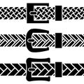 Buckle braided belt black symbols