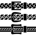 Buckle braided belt black symbols