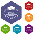 Buckle connect icons vector hexahedron