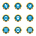 Buckler icons set, flat style Royalty Free Stock Photo