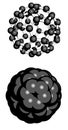 Buckminsterfullerene buckyball, C60 molecule. Atoms are represented as spheres.