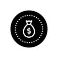 Black solid icon for Bucks, cash and wealth