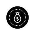 Black solid icon for Bucks, cash and wealth Royalty Free Stock Photo
