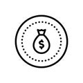 Black line icon for Bucks, cash and wealth Royalty Free Stock Photo