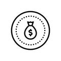 Black line icon for Bucks, cash and wealth