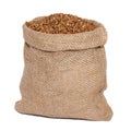 Buckwheat in bag from sacking Royalty Free Stock Photo