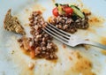 Buckwheat, bread and salad leftovers