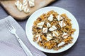 Buckwheat with carrot and chopped adygei cheese