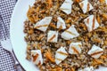 Buckwheat with carrot and chopped adygei cheese