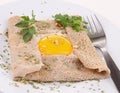 Buckwheat crepe with egg Royalty Free Stock Photo