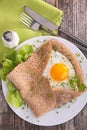 Buckwheat crepe with egg Royalty Free Stock Photo