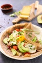 Buckwheat crepe with egg Royalty Free Stock Photo