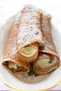 Buckwheat crepe pancakes with sweet cream cheese Royalty Free Stock Photo