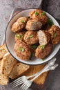 Buckwheat cutlet or Hrechanyky is a dish of Ukrainian which is prepared from minced meat and boiled buckwheat porridge with the Royalty Free Stock Photo