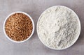 Buckwheat flour and buckwheat Royalty Free Stock Photo