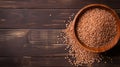 Buckwheat Grain on Wood Background with Copy Space