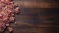 Buckwheat Grain on Wood Background with Copy Space