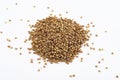 Buckwheat grains on a white background