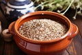 buckwheat groats in a ceramic bowl