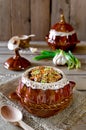 Buckwheat with meat in the pot Royalty Free Stock Photo