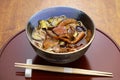 Buckwheat noodles with weeping milk cap mushrooms Chitake soba