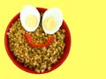 Buckwheat plate egg funny Royalty Free Stock Photo