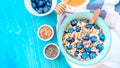 Buckwheat porridge with blueberries for breakfast, healthy food