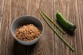 Buckwheat porridge served with onion and cucumber