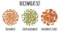 Buckwheat set with Brown, Green and flakes