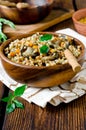 Buckwheat stewed with mushrooms