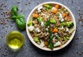 Buckwheat with vegetables and feta cheese