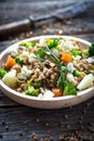 Buckwheat with vegetables and feta cheese