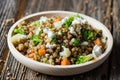 Buckwheat with vegetables and feta cheese Royalty Free Stock Photo