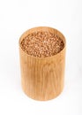 Buckwheat in a wooden pot