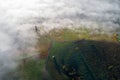 Bucovina autumn sunrise landscape in Romania with mist and mountains