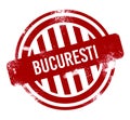 Bucuresti - Red grunge button, stamp