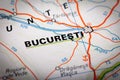 Bucuresti on a road map Royalty Free Stock Photo