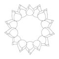 Bud Indian lotus Outline Wreath.