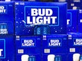 Bud Light Beer 36 pack beer cans display at grocery store - USA - 2023