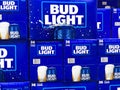 Bud Light Beer 36 pack beer cans display at grocery store - USA - 2023