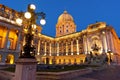 The Buda Castle in Budapest with a streetlight