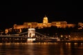Buda Castle and the Chain Bridge at Night Royalty Free Stock Photo