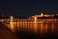 Buda Castle and the Chain Bridge at Night Royalty Free Stock Photo