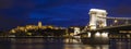 Buda Castle, the Chain Bridge and the River Danube in Budapest Royalty Free Stock Photo