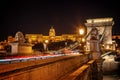 Buda castle and Chain bridgein Budapest at night Hungary Royalty Free Stock Photo