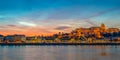 Buda castle and the Danube river in Budapest at sunset Hungary Royalty Free Stock Photo