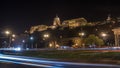 Buda Castle by the Danube river illuminated at night in Budapest, Hungary Royalty Free Stock Photo