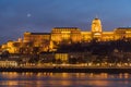 Buda Castle and the Danube River at Night, Budapest, Hungary Royalty Free Stock Photo